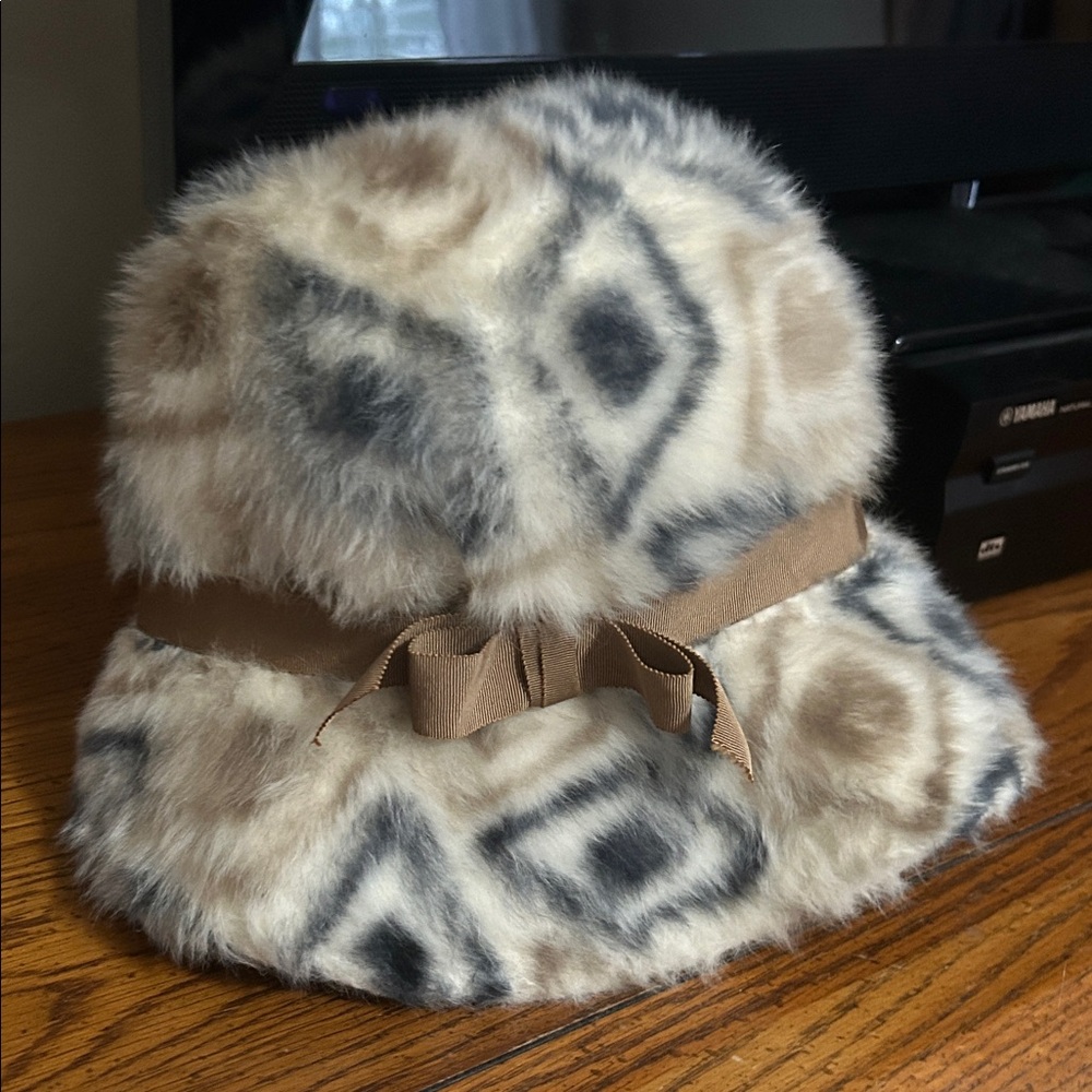 Betty Josette fur hat w bow embellishment